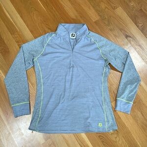 Footjoy FJ gray neon green half zip pullover top
